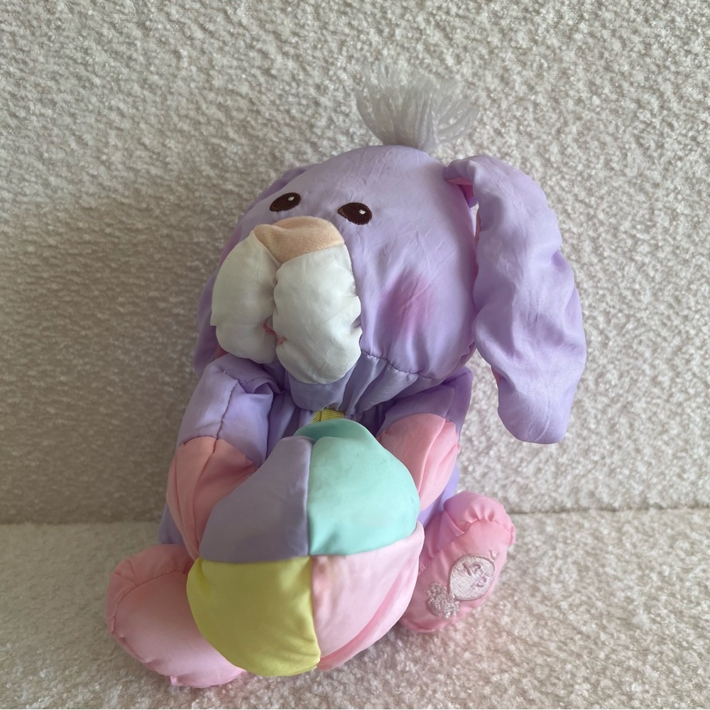 Fisher Price Vintage 1988 Puffalump Easter Bunny Purple Plush Stuffed Animal Toy